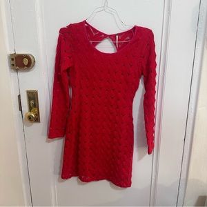 Red wavy lace Free People bodycon dress in great condition